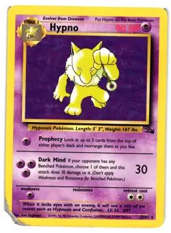 Pokemon TCG Hypno 23/62 Rare Fossil Unlimited HEAVY DMG - Image 1