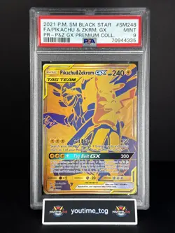 2021 Pokemon Sm Black Star Promo Fa Pikachu & Zekrom Gx #SM248 PSA 9 - Image 1