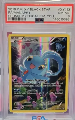2016 POKEMON XY BLACK STAR PROMO MYTHICAL POKEMON COLL FULL ART/MANAPHY PSA 8 - Image 1
