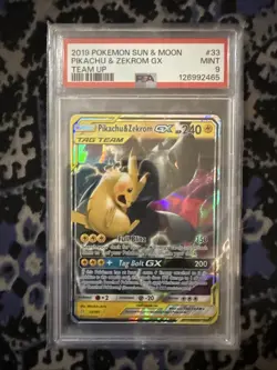 PIKACHU & ZEKROM GX 2019 POKEMON TEAM UP RARE HOLO GX 33/181 PSA 9 - Image 1