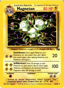 Pokemon TCG Magneton 26/62 Rare Fossil Unlimited DMG - Image 1