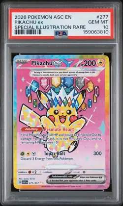 2026 POKEMON ASC EN-ASCENDED HEROES SPECIAL ILLUSTRATION RARE PIKACHU EX PSA 10 - Image 1
