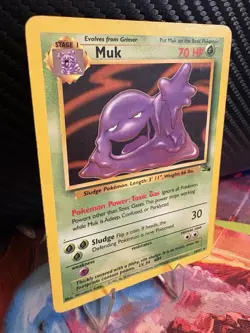 1999 Pokemon Fossil Muk 28/62 Non Holo HP Vintage WOTC - Image 3