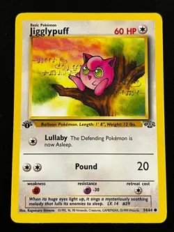 Jigglypuff 54/64 - Jungle FIRST EDITION Common Basic Pokemon TCG Card LP - Image 1
