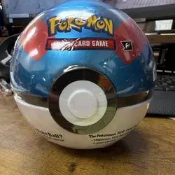 Pokemon TCG Poke Ball Metal Tin Blue/Red/White Standard Size Cards - Image 1