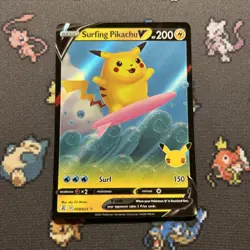 Surfing Pikachu V 008/025 NM/LP -Full Art Pokemon Card- Celebrations (2z) - Image 1