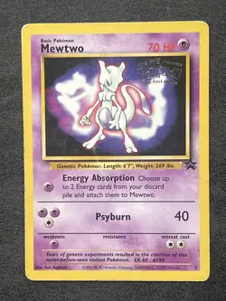Pokemon TCG Mewtwo Black Star Promo 3 WOTC 1999 WB ‘The First Movie’ Stamp | MP - Image 1