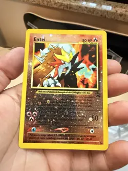 Entei 34 WotC Movie Promo Damaged Crease Left Front Corner Pokemon TCG - Image 1