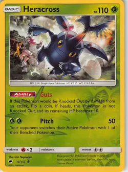 Heracross 11/147 Rare Burning Shadows Pokemon Reverse Holo Near Mint - Image 1
