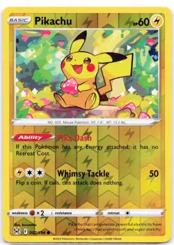 Pikachu 052/196 Reverse Holo Lost Origin LP - Image 1