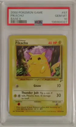 2000 Pokemon Game Pikachu 87/130 Base Set 2 PSA 10 GEM MINT - Image 4