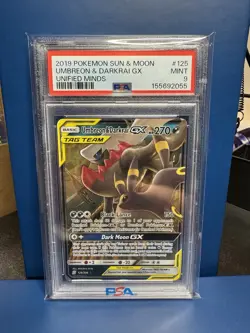 2019 Pokemon Sun & Moon Umbreon Darkrai GX Unified Minds PSA 9 - Image 1