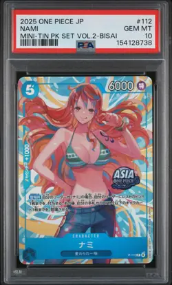 Nami PSA10 2025 One Piece Japanese Mini-Tin Pack Set Vol.2-Bisai #112 - Image 1