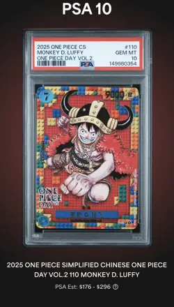 2025 ONE PIECE SIMPLIFIED CHINESE ONE PIECE DAY VOL.2 MONKEY D. LUFFY PSA 10 - Image 1