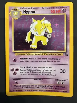 Hypno | Rare | 8/62 | Fossil | Holo | MP+ | Vintage 1999 | WOTC Pokemon Card - Image 1