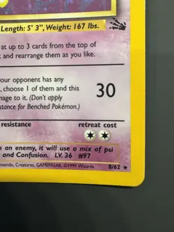 Hypno | Rare | 8/62 | Fossil | Holo | MP+ | Vintage 1999 | WOTC Pokemon Card - Image 4