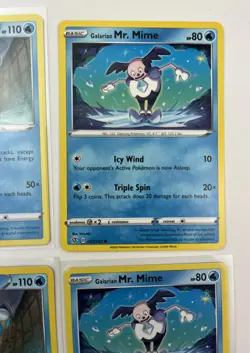 4 Card Lot GALARIAN MR. RIME & MR. MIME Pokemon TCG Common - Image 3