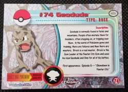 2000 Topps Chrome Pokemon Series 1 #74 Geodude Base Card Perfect Corners - Image 2
