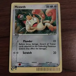 Pokemon TCG Meowth Black Star Promo Card 13 Looking At Holo Swirl - Image 1