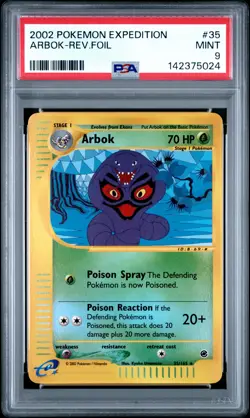 2002 POKEMON EXPEDITION #35 ARBOK-REVERSE FOIL PSA 9 - Image 1