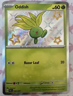 Pokemon TCG Oddish SV: Paldean Fates 092/091 Shiny Rare Holo Basic 60 HP EN - Image 1