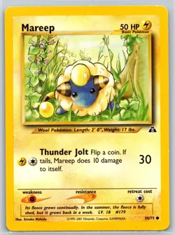 Mareep 58/75 C Neo Discovery Unlimited MP Pokemon - Image 1