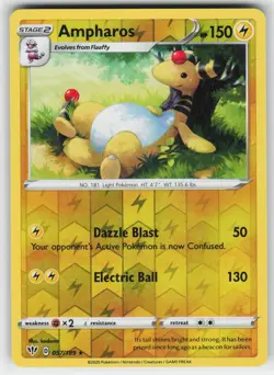 Ampharos 057 Reverse Holo 189 R Darkness Ablaze Pokemon Moderately Played - Image 1