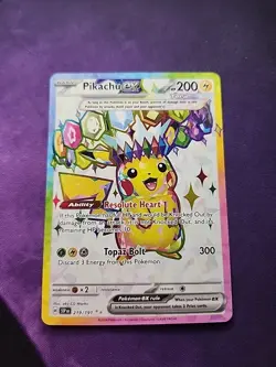 Pokemon TCG Pikachu EX Ultra Rare Holo Card 219/191 Surging Sparks - Image 1