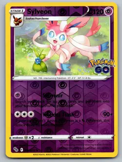 Sylveon 035/078 Holo Rare Pokemon GO Pokemon Reverse Holo Moderately Played - Image 1