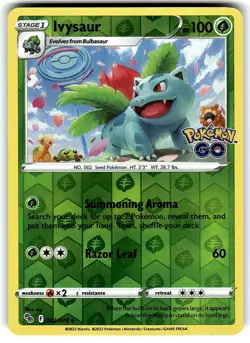 Pokemon Ivysaur 002/078 Pokemon GO Uncommon Reverse Holo NM - Image 1