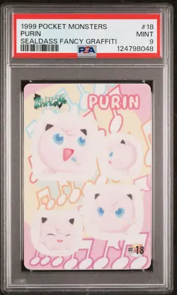 1999 POCKET MONSTERS SEALDASS FANCY GRAFFITI #18 PURIN PSA 9 - Image 1