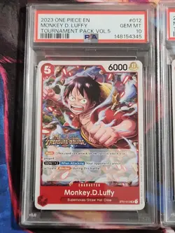 2023 One Piece English Monkey D. Luffy 012 Tournament Pack Vol. 5 PSA 10 - Image 1