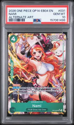 2026 ONE PIECE OP14-EB04-THE AZURE SEA'S SEVEN ALTERNATE ART #031 NAMI PSA 10 - Image 1