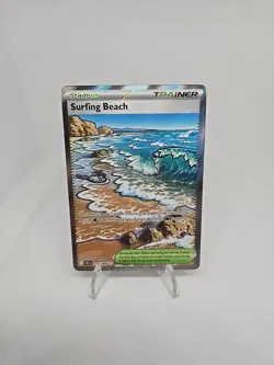Pokemon TCG Surfing Beach 114/086 Chaos Rising Full Art Holo Trainer Stadium NM - Image 1
