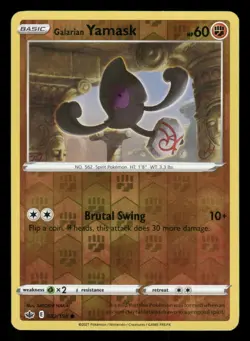 Galarian Yamask 082/198 Common Chilling Reign Pokemon Reverse Holo NM/M - Image 1