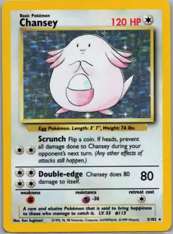 Chansey 3/102 Holo Rare - Pokemon Base Set - Vintage WOTC MP+ - Image 1
