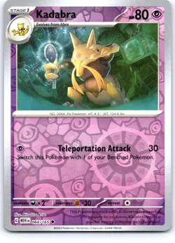 Kadabra 064/165 Uncommon 151 Pokemon Reverse Holo Near Mint - Image 1
