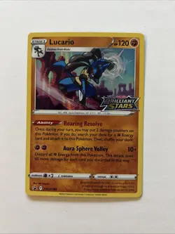 Lucario SWSH186 Pokemon Holo NM Brilliant Stars variant A* - Image 1