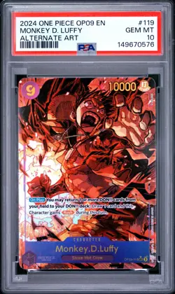 PSA 10 MONKEY D LUFFY OP09-119 SEC ALTERNATE ART ONE PIECE 😍 - Image 1