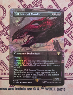 MTG Foil Fell Beast of Mordor Lord of the Rings Tales of Middle Earth NM - Image 1