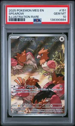 2025 POKEMON MEG EN-MEGA EVOLUTION ILLUSTRATION RARE #151 SPEAROW PSA 10 - Image 1