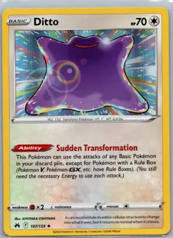 Ditto Holo Holo Rare SWSH: Crown Zenith 107/159 NM Pokemon - Image 1