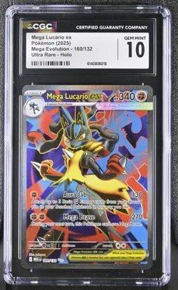 CGC 10 Mega Lucario EX Ultra Rare Holo Pokemon TCG Me01 160/132 - Image 1