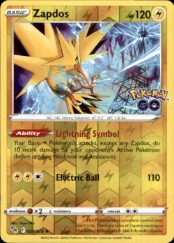 Zapdos 029/078 Holo Rare Pokemon GO Pokemon Reverse Holo Near Mint - Image 1