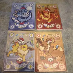 Pokemon Mengka AR Full Art Holo Lot of 4 Chinese Eevee,Flareon,Jolteon,Vaporeon - Image 1