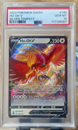 2022 POKEMON SWORD & SHIELD SILVER TEMPEST #140 HO-OH V PSA 10 - Image 1