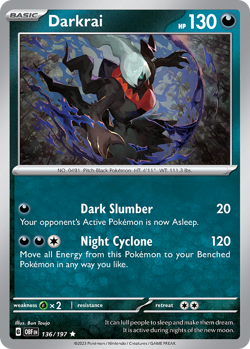 DARKRAI 136/197 COSMOS HOLO RARE OBSIDIAN FLAMES POKEMON NEAR MINT - Image 1