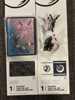 Umbreon, Espeon & Eevee Pokemon Center Playmats, Pin, Figurine & Sealed Sleeves - Image 1