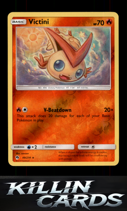 Reverse Holofoil Victini 49/214 Pokemon Rare SM - Lost Thunder Card NM - Image 1