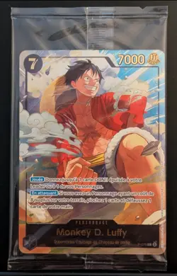 CARTE ONE PIECE - PROMO P-075 MONKEY.D.LUFFY JAPAN EXPO PROMO GOLD FOIL FRENCH - Image 1